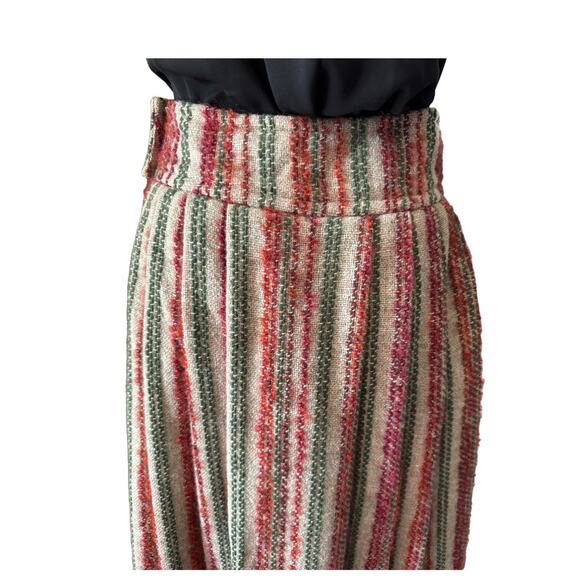 American Vintage high waisted pleated boucle striped midi skirt size small - Picture 6 of 16